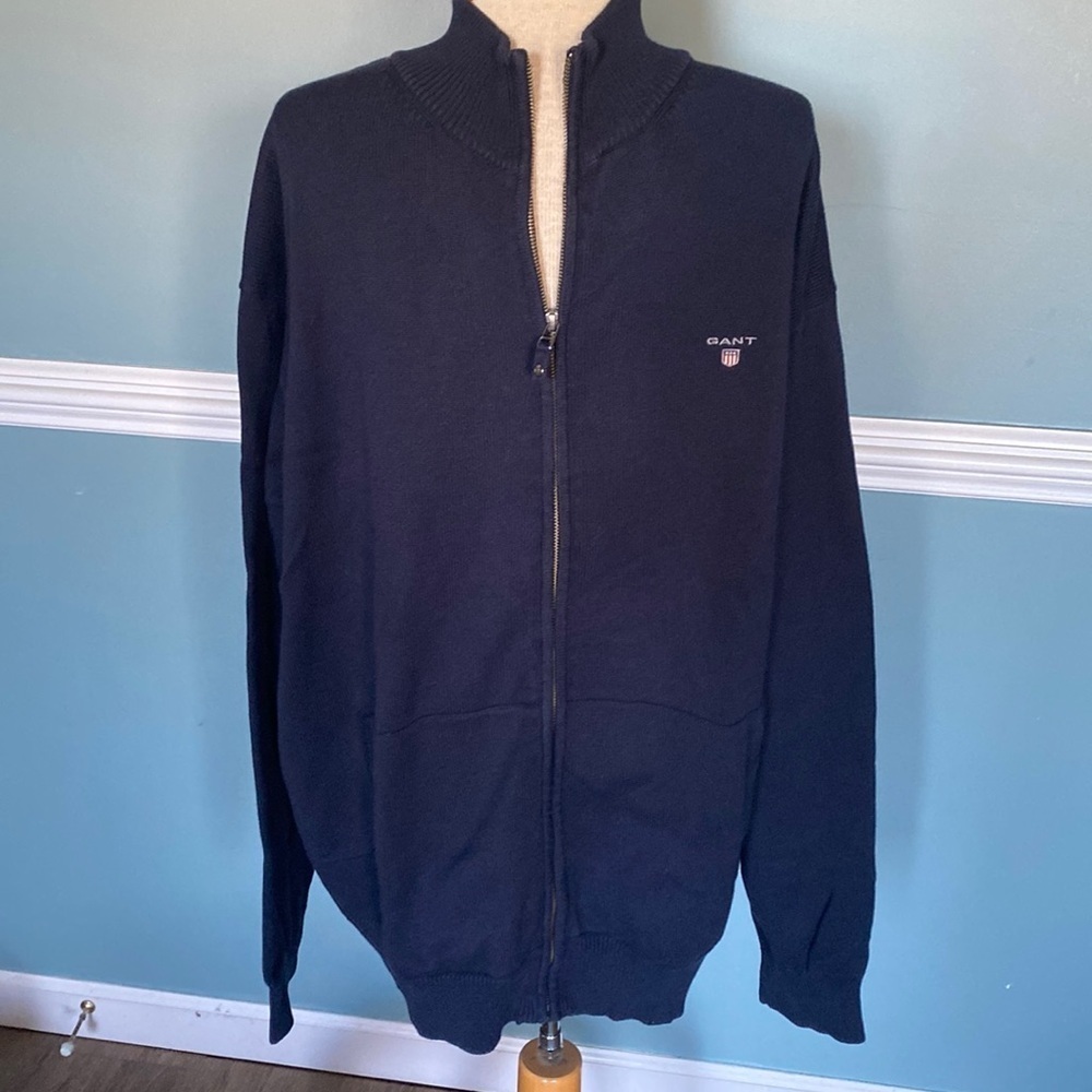 GANT Original Full-Zip Cardigan. Navy 3XL EUC big & tall. Luxury sporty preppy